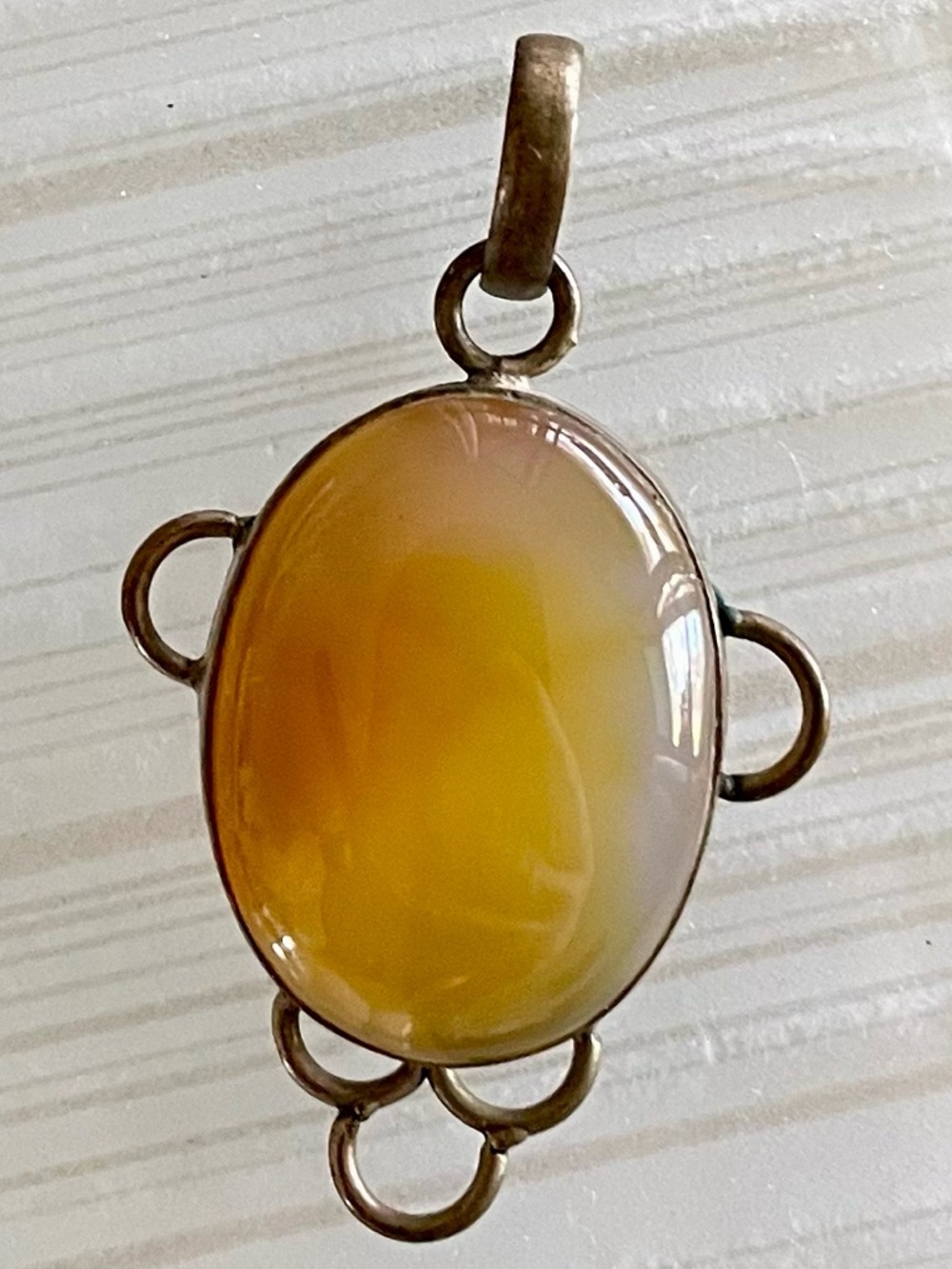 Yellow Agate Oval Pendant